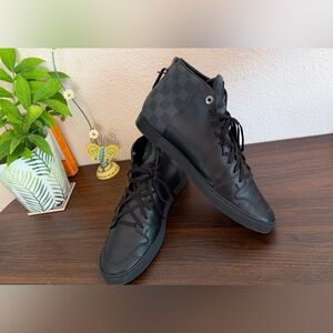 Louis Vuitton Black Checkered High-Top Sneakers -Authentic